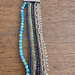 Victoria Emerson Turquoise, Black & Gold Multi-Row Bracelet